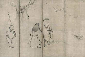 Chinese poets and an attendant beneath a plum tree by 
																	Kaiho Yusho