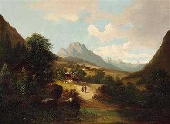 Landschaft mit Blick auf den Untersberg by 
																	Theodor von Ehrmanns