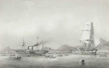 Views of shipping off Rio de Janeiro, Brazil by 
																	Antoine Alexandre Auguste Fremy