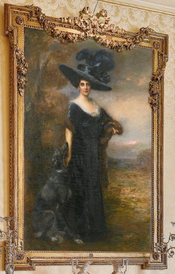 A Life-size Portrait Of a Lady And Her Greyhound by 
																			Frederic Vallet-Bisson