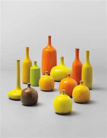 Group of twelve vases by 
																	Jacques and Dani Ruelland