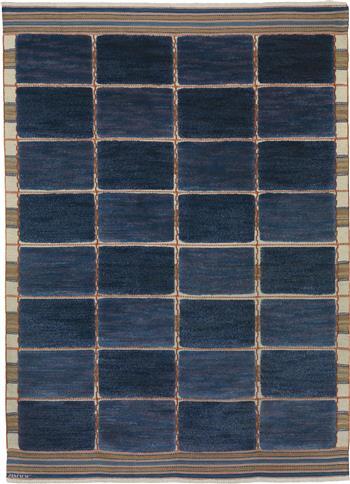 Rutig Blå halvflossa (Chequered Blue Half Pile) rug by 
																	Marta Maas-Fjetterstrom