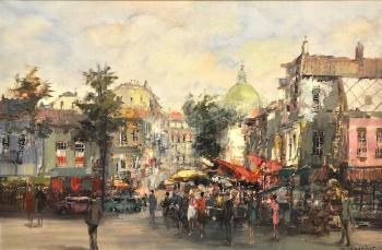 A busy market scene by 
																	Dorus van Oorschot
