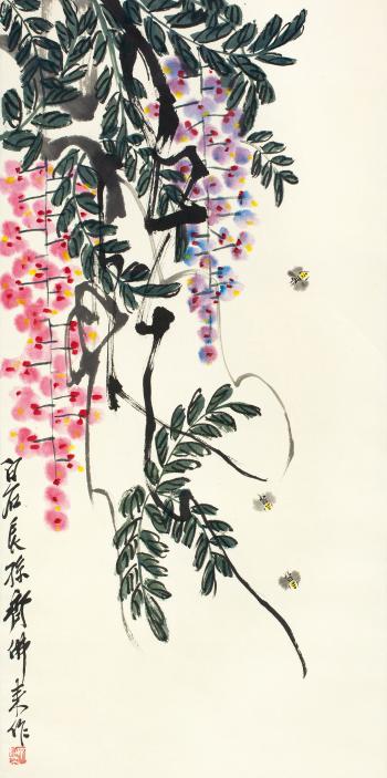 Bee And Wisteria by 
																	 Qi Fulai