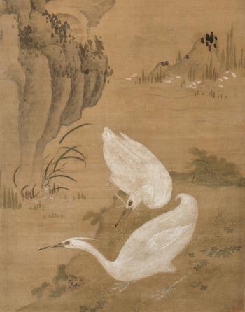 Egret And Peach Blossoms by 
																			 Ma Yuanyu