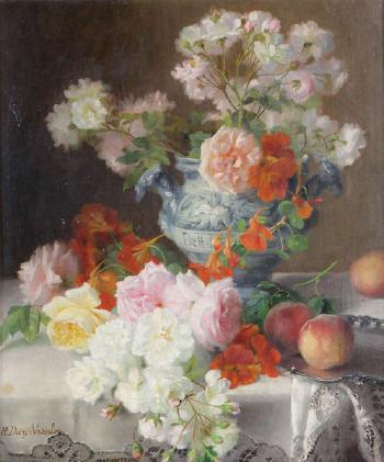 Still life with flowers by 
																	Hortense Dury-Vasselon