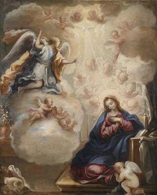 The Annunciation to the Virgin by 
																	Agiselo Antonio don Palomino de Castro y Velasco