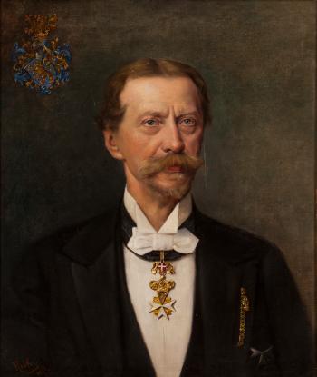 Portrait of a gentleman with coat-of-arms by 
																	Hanna von Rothky