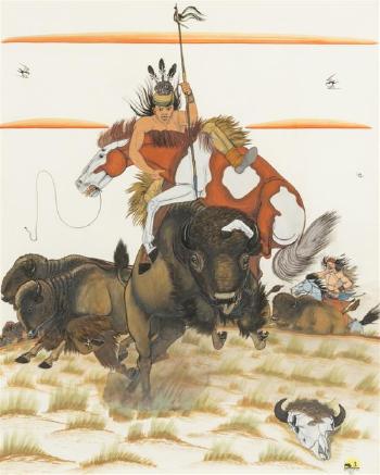 Buffalo hunt by 
																	Quincy Tahoma