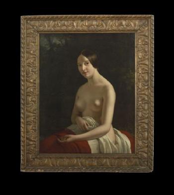 Portrait of a Young Woman, Partially Draped by 
																	Joseph Vaudechamp