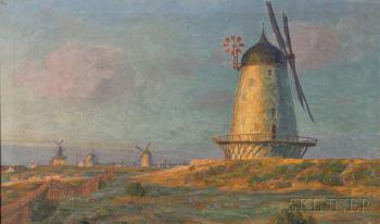 Landscape with windmills by 
																	Anders Trulsson