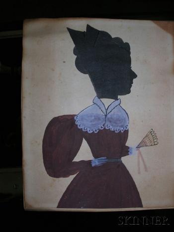 Silhouette Portrait of Henrietta Wakefield Wearing a Red Gown and Holding a Fan by 
																			 Puffy Sleeve Artist