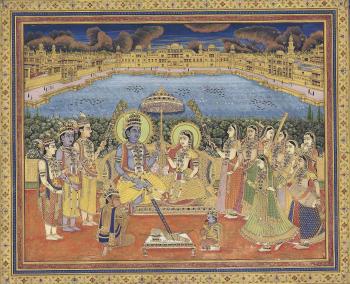 A painting of Rama and Sita by 
																	 Jaipur School