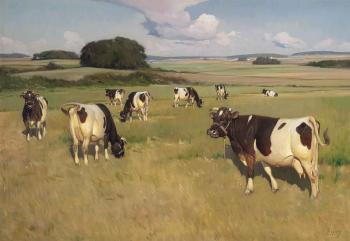 Cows grazing by 
																	Knud Edsberg