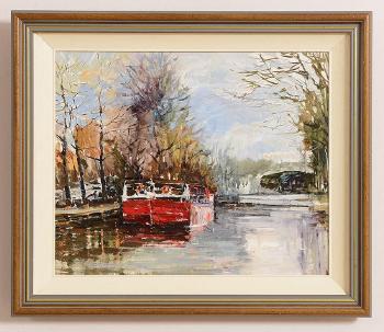Red barge, Grand Canal by 
																			Tetyana Tsaryk
