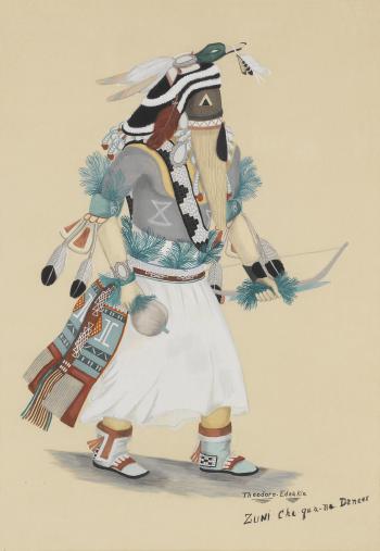 Zuni Cha-qua-na Dancer; Zuni - Eagle Dance; Zuni - Altar by 
																			Theodore Edaakie