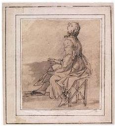 Studio di figura seduta voltata verso destra by 
																	Giuseppe Gambarini