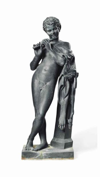 A French Model Of The Faun With Pipes by 
																	J J Ducel