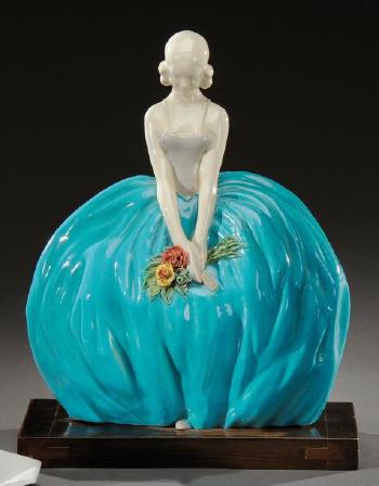 Jeune femme au bouquet à la jupe gonflante by 
																	Charles Ruchot