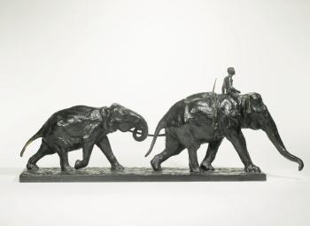 Deux Éléphants Avec Un Cornac (Two Elephants With a Mahout) by 
																			Albert Hager