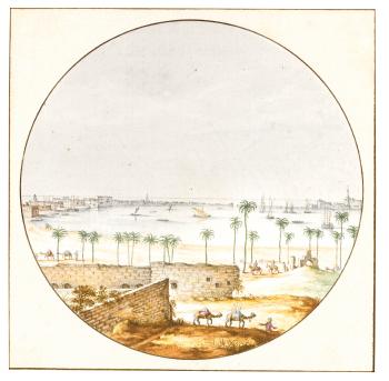 View Of The Harbour Of Alexandria, Egypt by 
																	Jan van Call