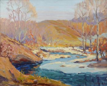 Fall landscape with stream by 
																	Frank Joseph Vavra
