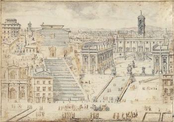 View of the Capitol with the Church of Santa Maria Aracoeli and the Campidoglio, Rome by 
																	Lieven Cruyl