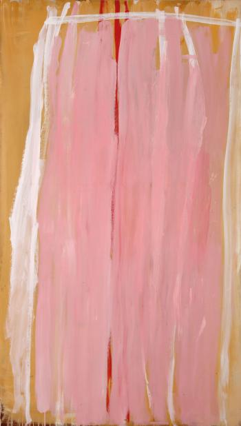 Pink, white line, yellow edge, red line middle by 
																	John Anthony Tuckson
