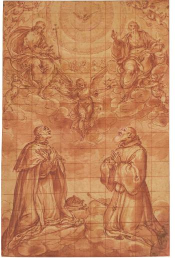 St. Louis Of France And St. Anthony Abbot In Adoration Of The Trinity by 
																	Avanzino Nucci