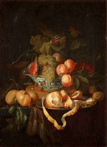 Still life with fruits and a butterfly by 
																	Johannes Hannot