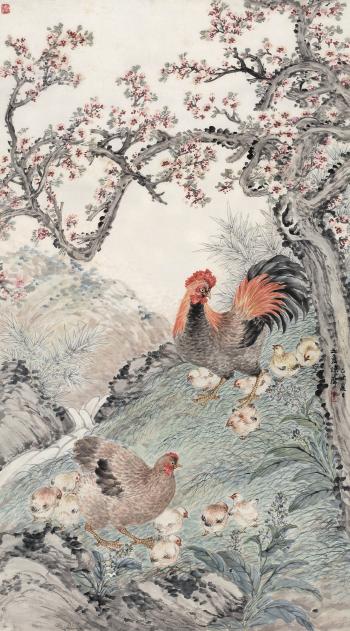 Chicks, Hen And Rooster by 
																	 Chen Mo