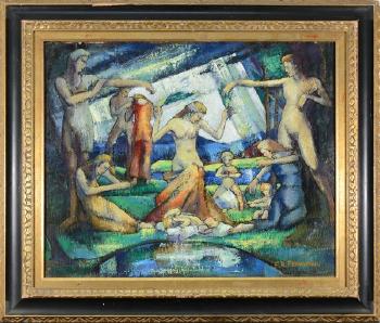 Bathers by the Lake by 
																	Francis Revesz Ferryman