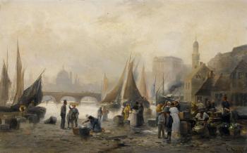 Der belebte Fischmarkt by 
																			Emile Rovier