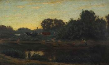 Flusslandschaft am Abend by 
																	Jules-Louis Badel