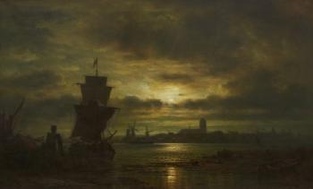 Dordrecht i månljus by 
																			Wilhelm Xylander
