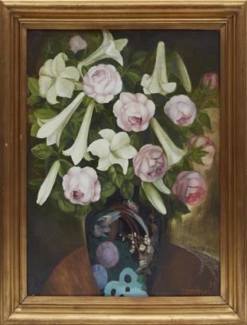 Still-life with flowers in a vase by 
																			Lydia Dmitrievsky