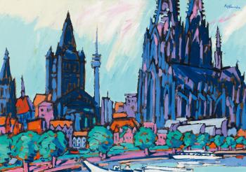 View Of Cologne Cathedral by 
																	Bernhard Kuhlewein