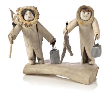 Two Inuit Returning from Fishing by 
																			Romeo Eekerkik