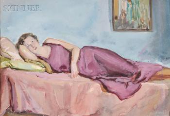 Portrait of a reclining woman by 
																			Robert Henri