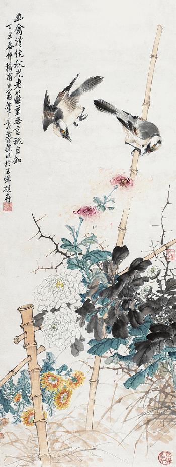 Birds and chrysanthemum by 
																	 Cai Xi
