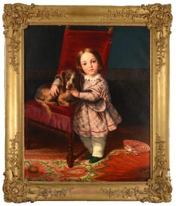 Jeune enfant avec son chien by 
																	Jean Paul Etienne Balze