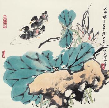 Duck And Lotus by 
																	 Qiu Jimu