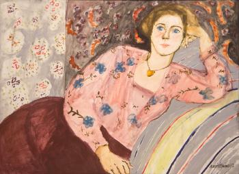 Portrait of a lady reclining by 
																	Annie Baird