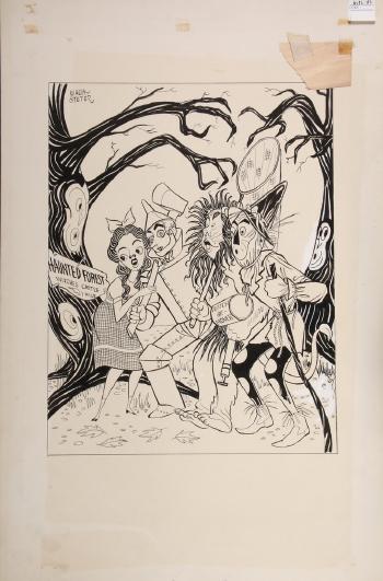 Caricature of ‘The Wizard of Oz’ by 
																			George Wachsteter