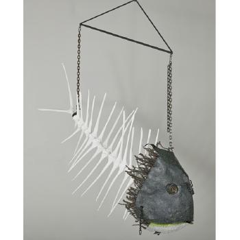 Hanging Fish Sculpture by 
																			Densaburou Oku