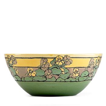 Exceptional Bowl Decorated In Cuerda Seca With Nasturtiums by 
																			Sara Galner