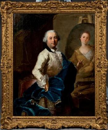 Autoportrait avec le portrait de son épouse by 
																	Joachim Rupalley
