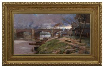 Between the lights - Princes Bridge by 
																			Arthur Ernest Streeton