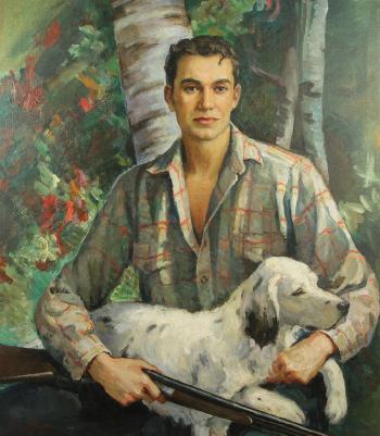Hunter with a Dog by 
																			Nicholas Basil Haritonoff