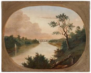 City view from river, possibly of Philadelphia by 
																	Joseph Biays Ord